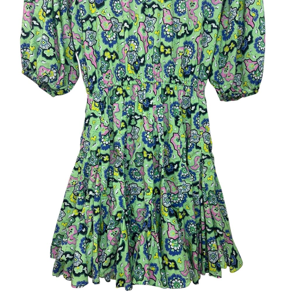 Rhode Women's 'Molly' Mini Dress Mosaic Floral Grass Flowy Open-Back Green Small - Picture 6 of 13